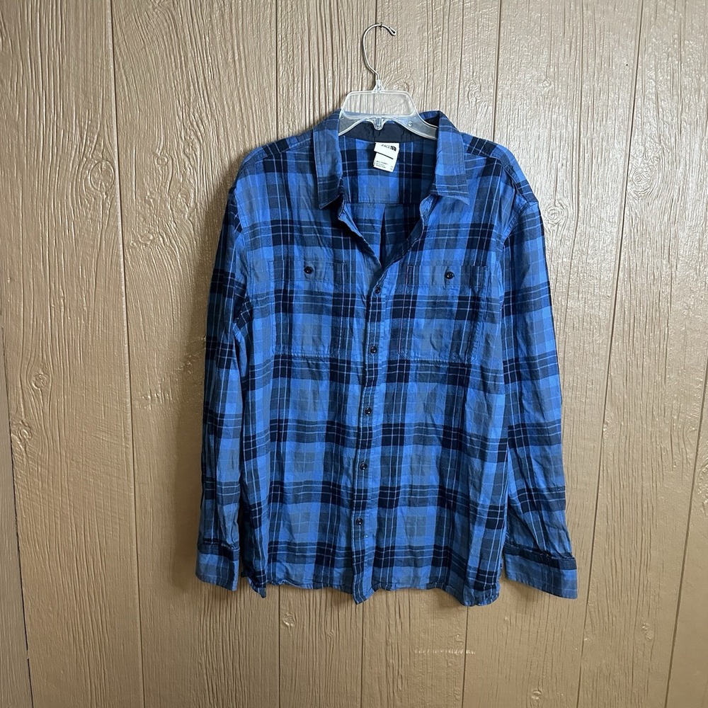 THE NORTH FACE Arroyo  Flannel Button-Down Shirt‎ Sz XL Blue Lumberjack Outdoor